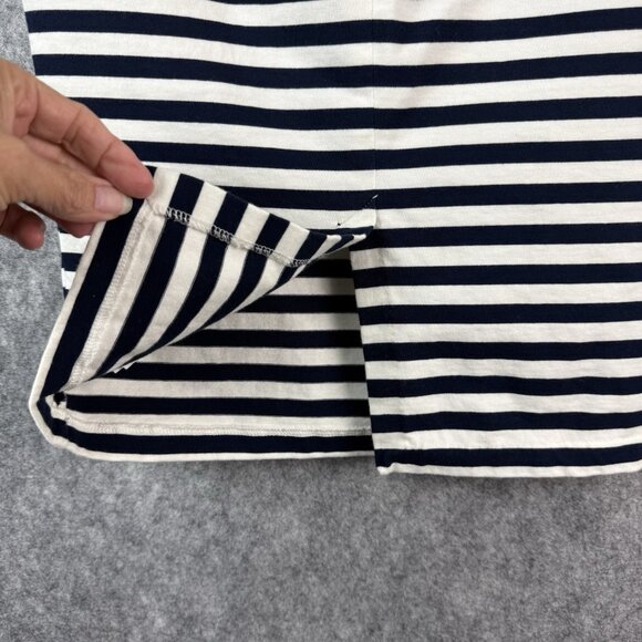 J. Crew Cotton Stretch Pencil Skirt Size 0 Navy Blue Striped Nautical Preppy‎ - Picture 8 of 15
